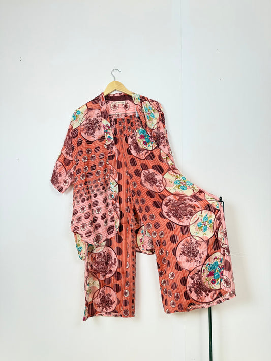 Vintage Saree Silk Trousers & Shirt Co-ordinated Set
