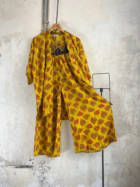 Vintage Saree Silk Trousers & Shirt Co-ordinated Set