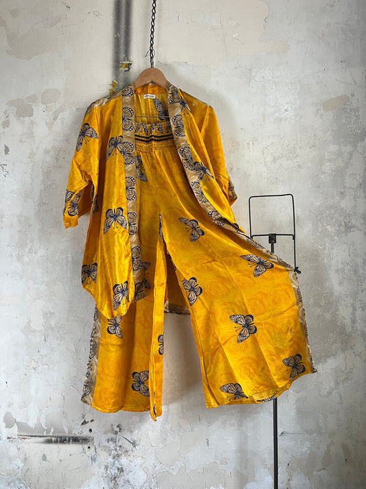 Vintage Saree Silk Trousers & Shirt Co-ordinated Set