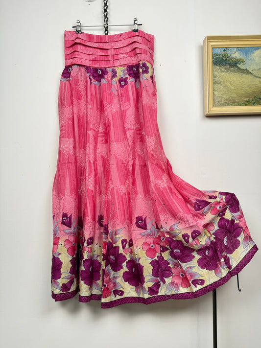 Vintage Saree Silk Pleated Skirt