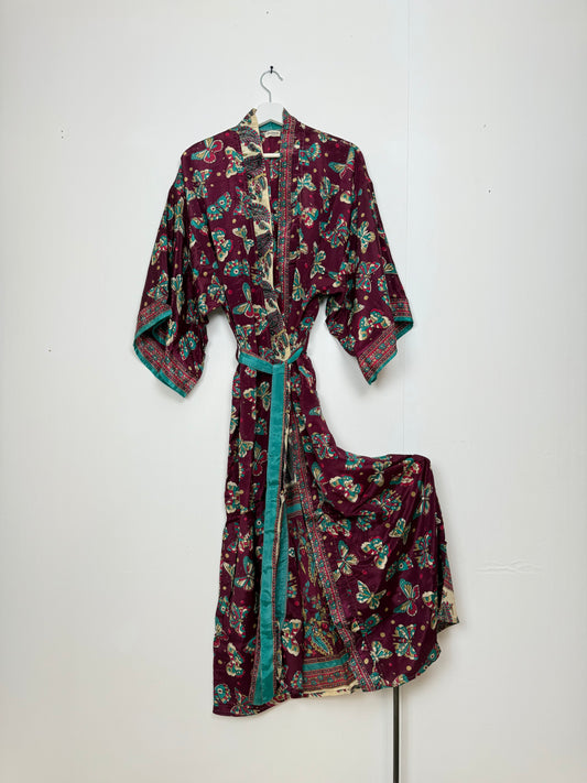 Vintage Saree Silk Kimono / Duster - Long