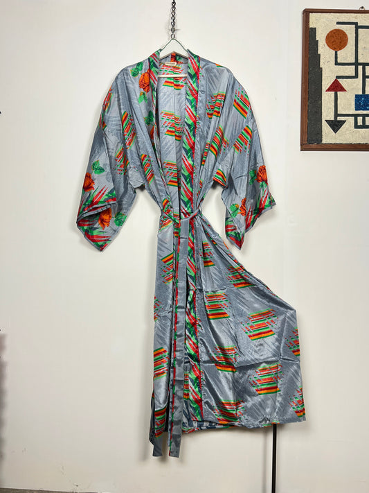 Vintage Saree Silk Kimono / Duster - Long - Wider Unisex Fit