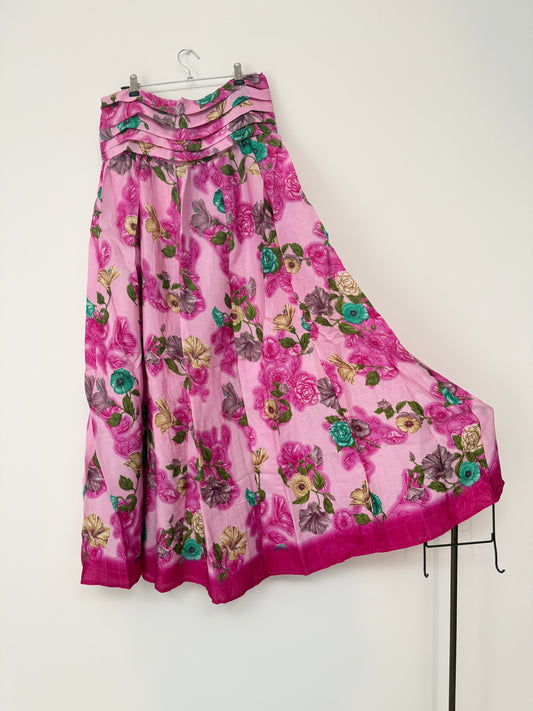 Vintage Saree Silk Pleated Skirt