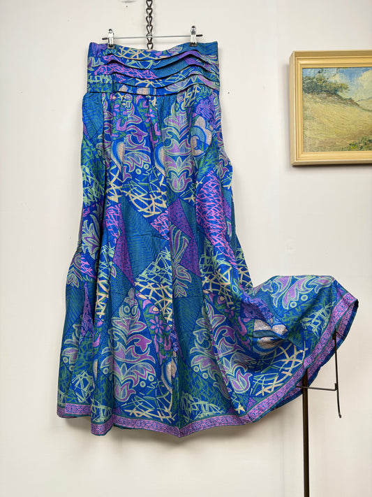 Vintage Saree Silk Pleated Skirt