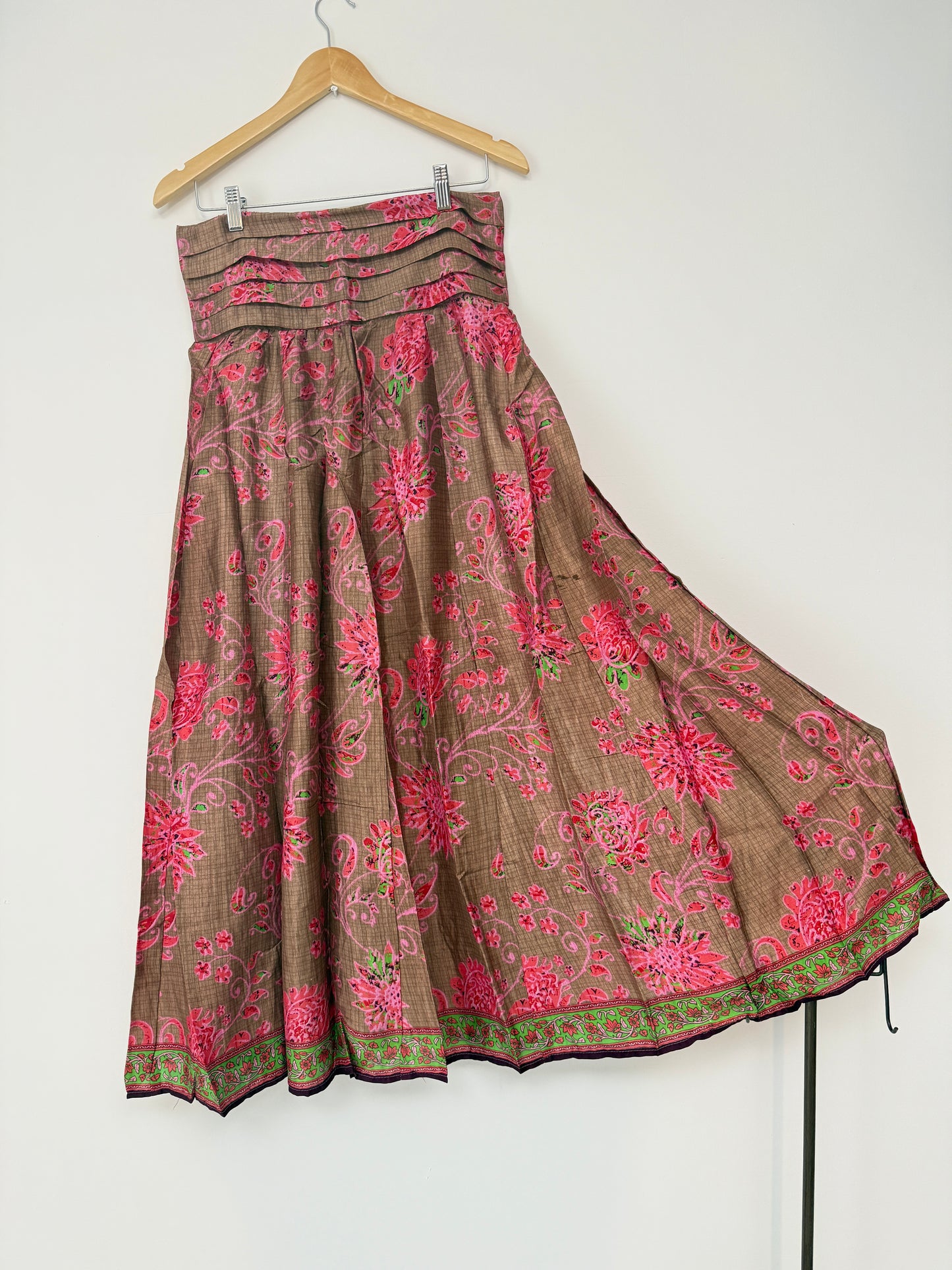 Vintage Saree Silk Pleated Skirt