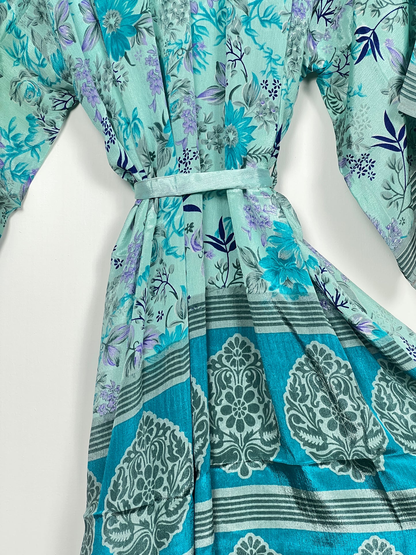 Vintage Saree Silk Kimono / Duster - Long - Wider Unisex Fit