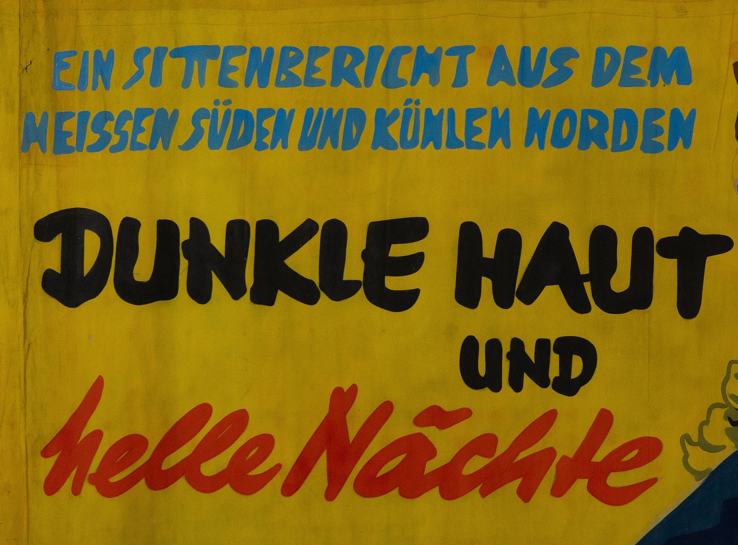 1960s German Hand Painted Cinema Banner - Dunkle Haut und helle Năchte