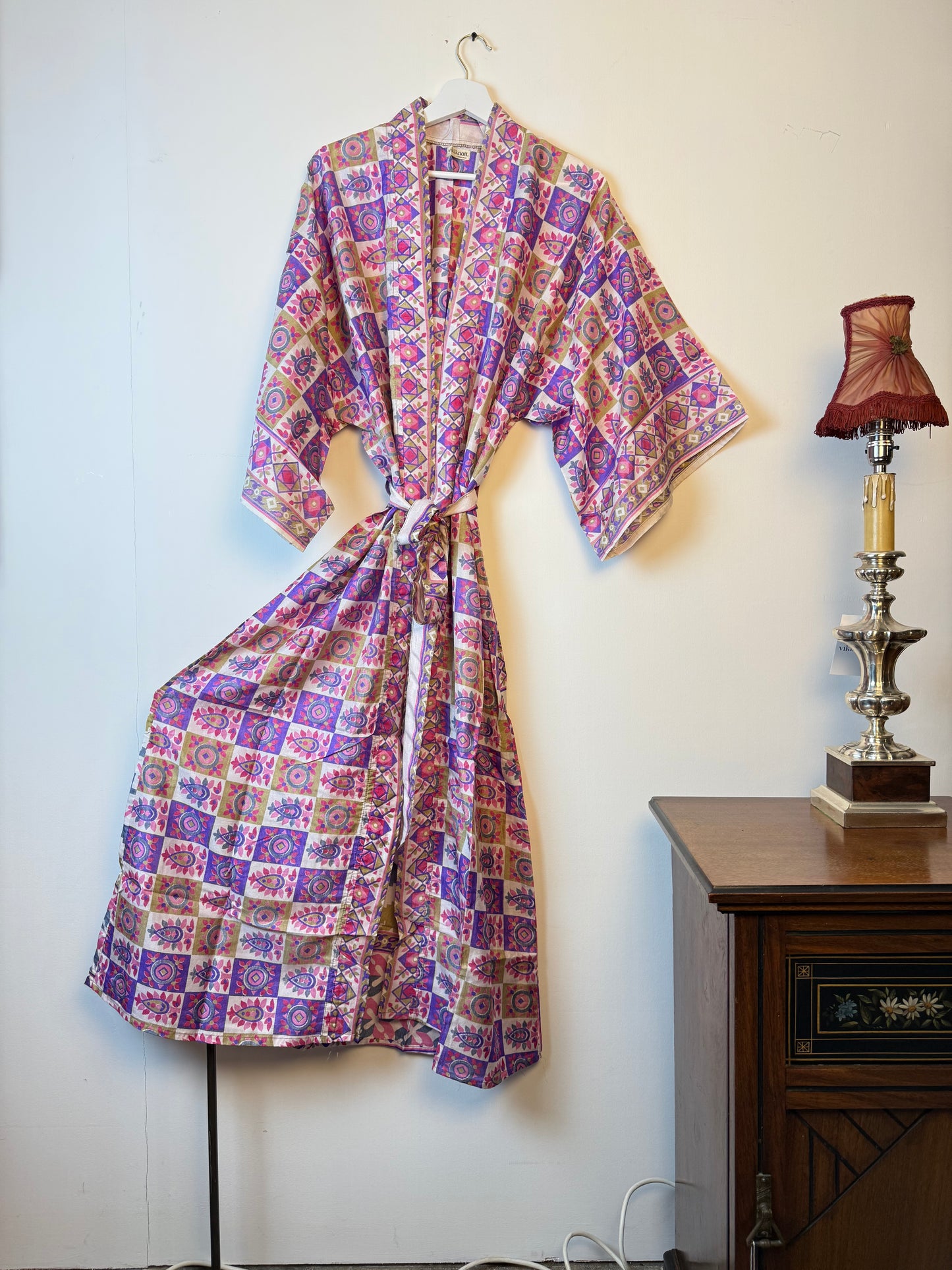 Vintage Saree Silk Kimono / Duster - Long