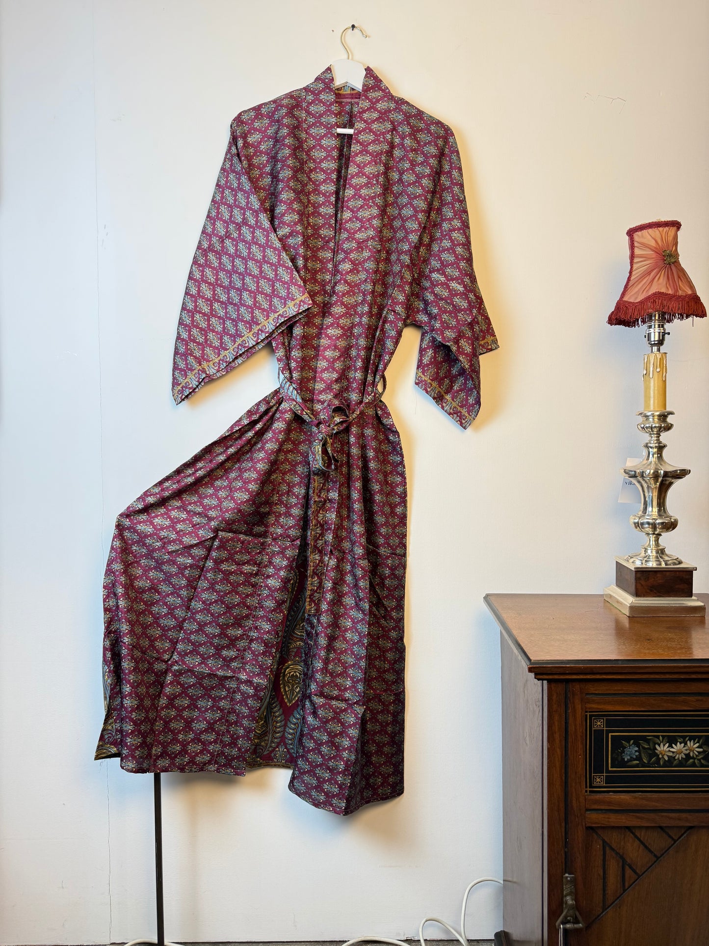 Vintage Saree Silk Kimono / Duster - Long