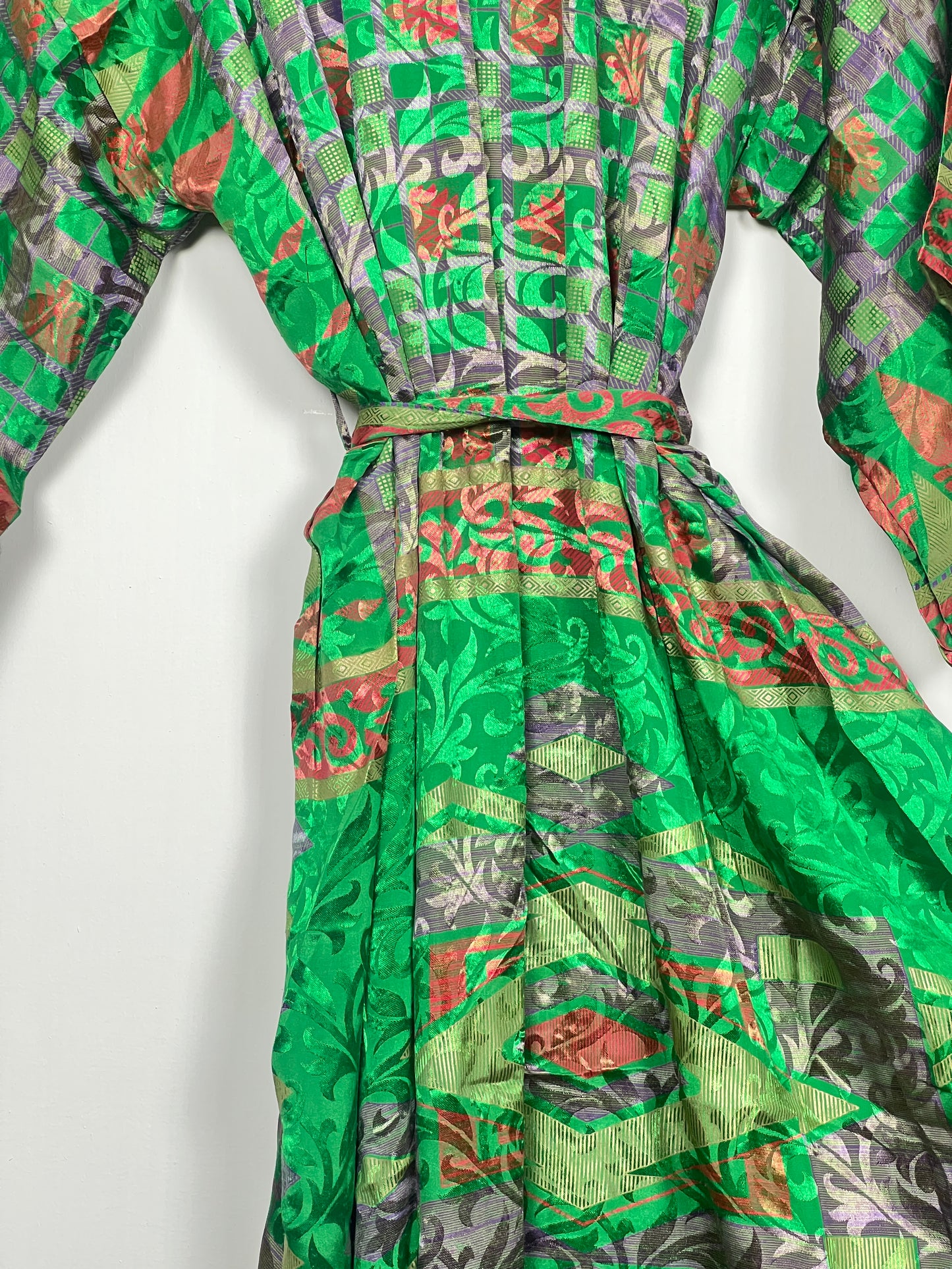 Vintage Saree Silk Kimono / Duster - Long - Wider Unisex Fit