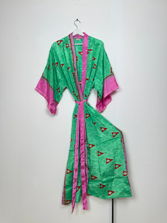 Vintage Saree Silk Kimono / Duster - Long