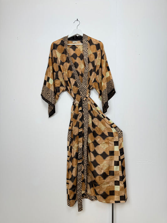 Vintage Saree Silk Kimono / Duster - Long