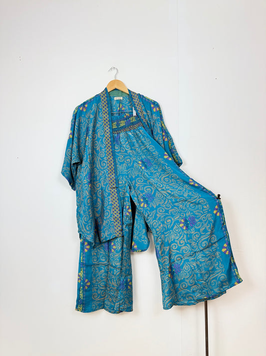Vintage Saree Silk Trousers & Shirt Co-ordinated Set