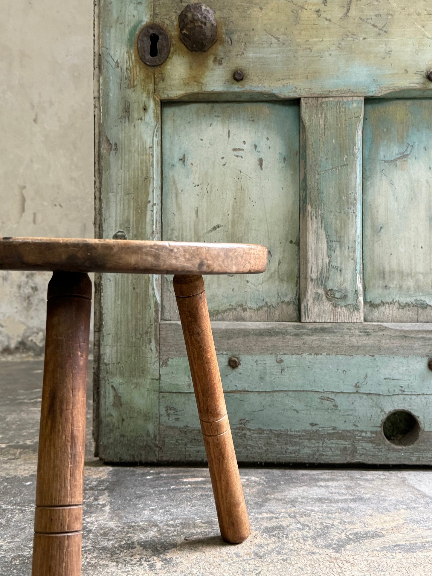 A 19thC Three Leg Stool / Table - Round Sycamore Top
