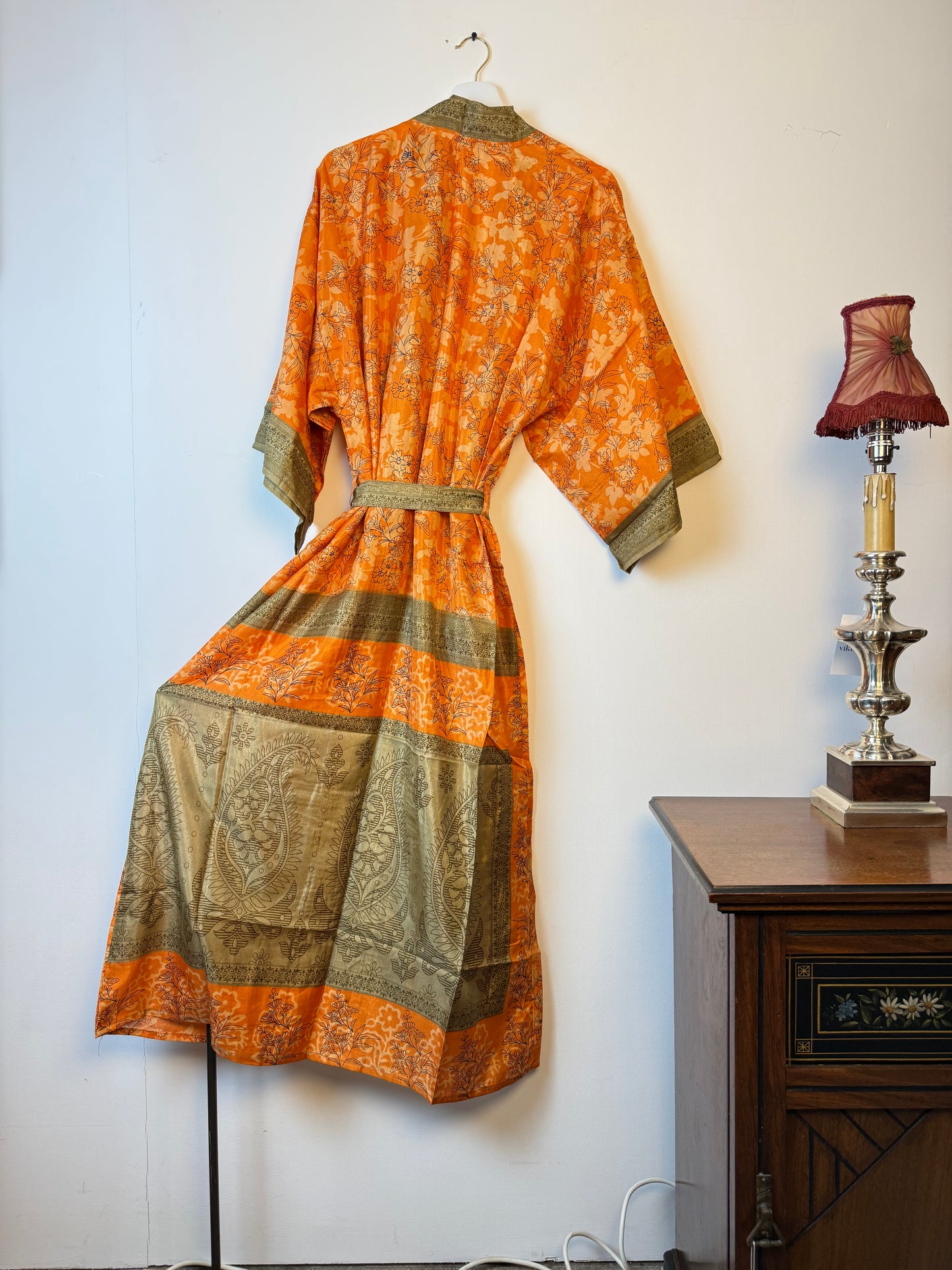 Vintage Saree Silk Kimono / Duster - Long