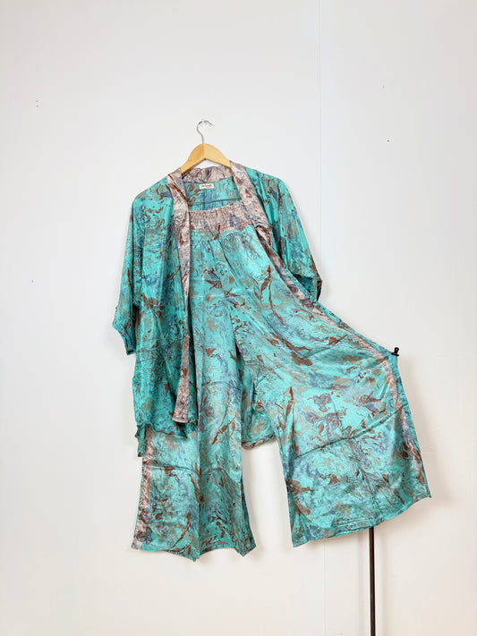 Vintage Saree Silk Trousers & Shirt Co-ordinated Set