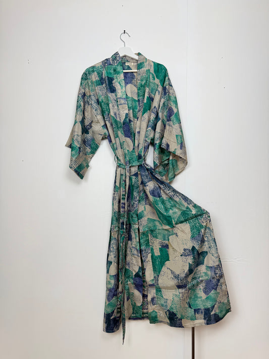 Vintage Saree Silk Kimono / Duster - Long