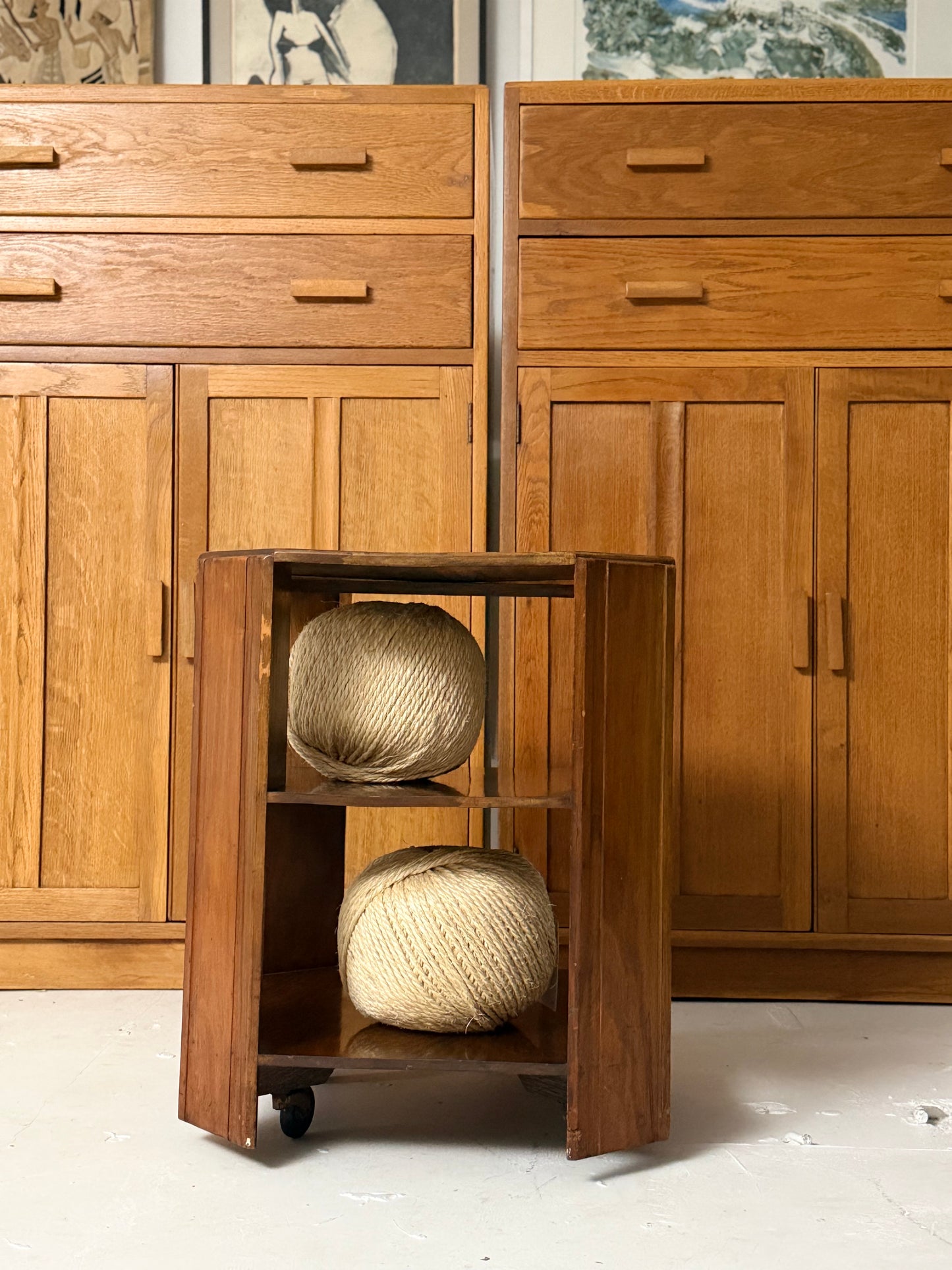Two Tier Art Deco Side Table on Wheels