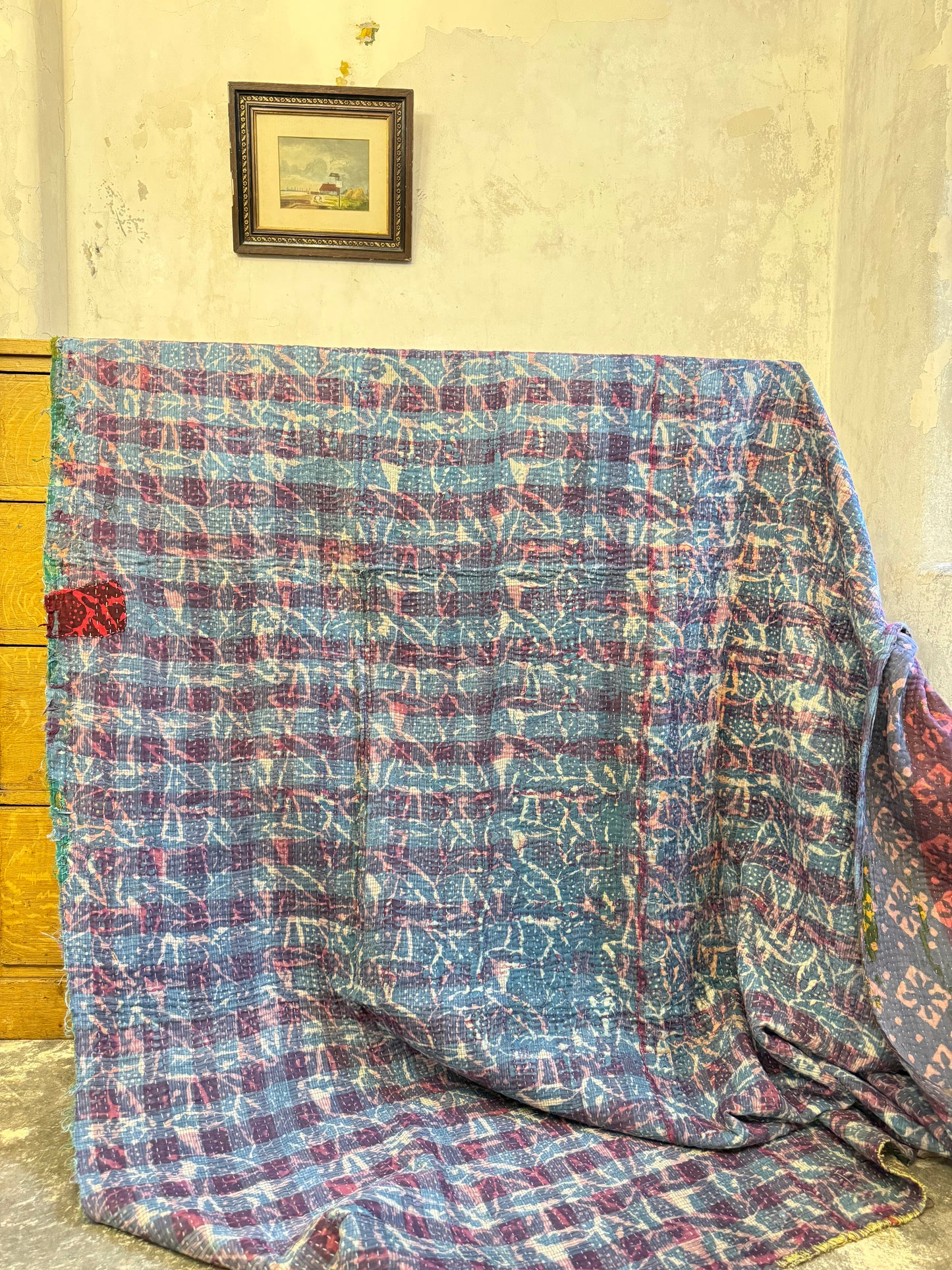 A Finestitch Indigo Kantha Quilt with Indigo over-print.