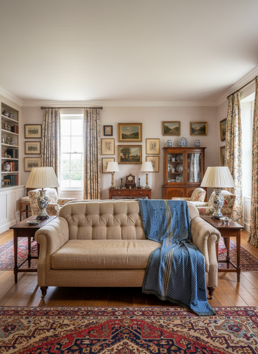 A Finestitch Indigo Kantha Quilt with Indigo over-print