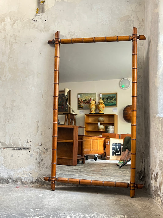 Large scale 19thC French Faux Bamboo Mirror