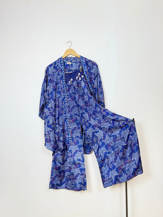 Vintage Saree Silk Trousers & Shirt Co-ordinated Set