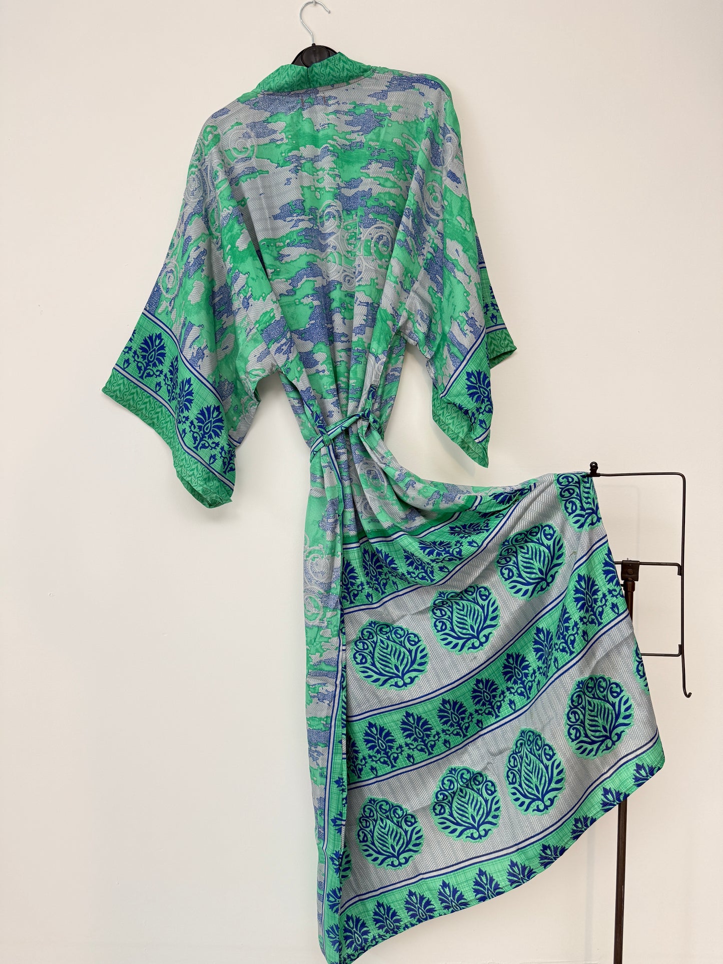 Vintage Saree Silk Kimono / Duster - Long