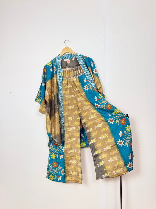 Vintage Saree Silk Trousers & Shirt Co-ordinated Set