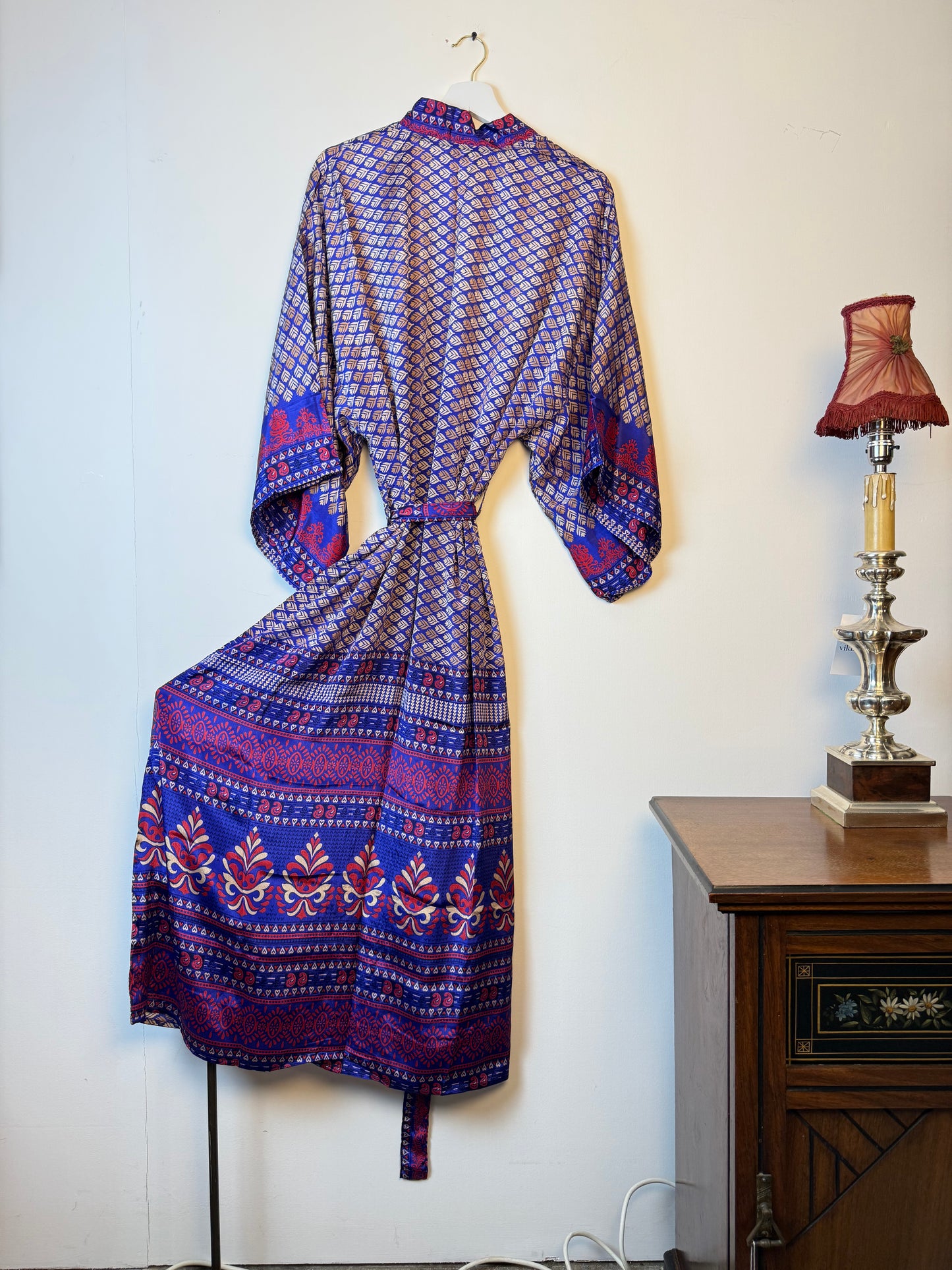 Vintage Saree Silk Kimono / Duster - Long