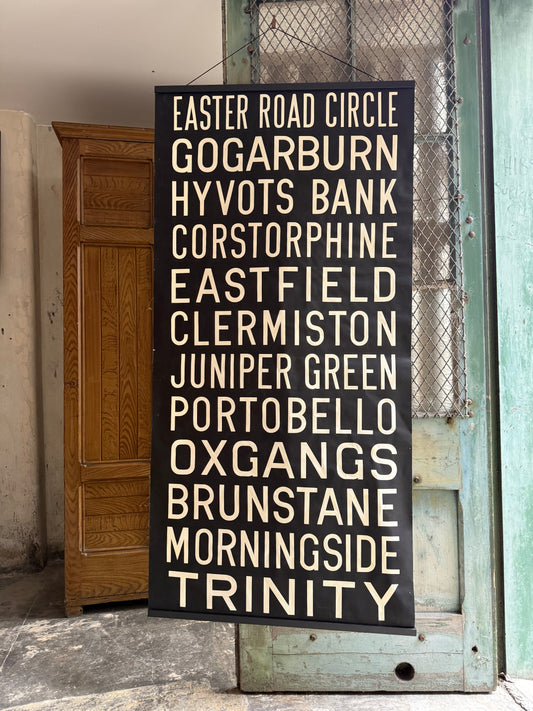 1950’s Linen Destination Bus Blind - Edinburgh - Easter Road to Trinity