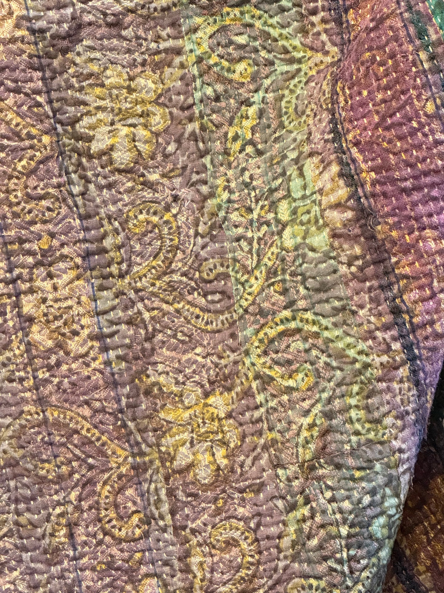 A Finestitch Kantha Quilt with Bagru over-print