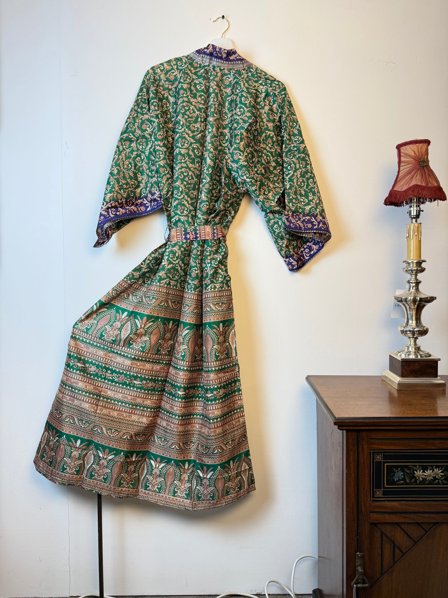 Vintage Saree Silk Kimono / Duster - Long