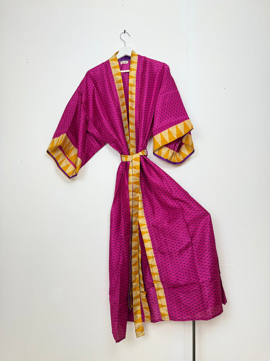 Vintage Saree Silk Kimono / Duster - Long