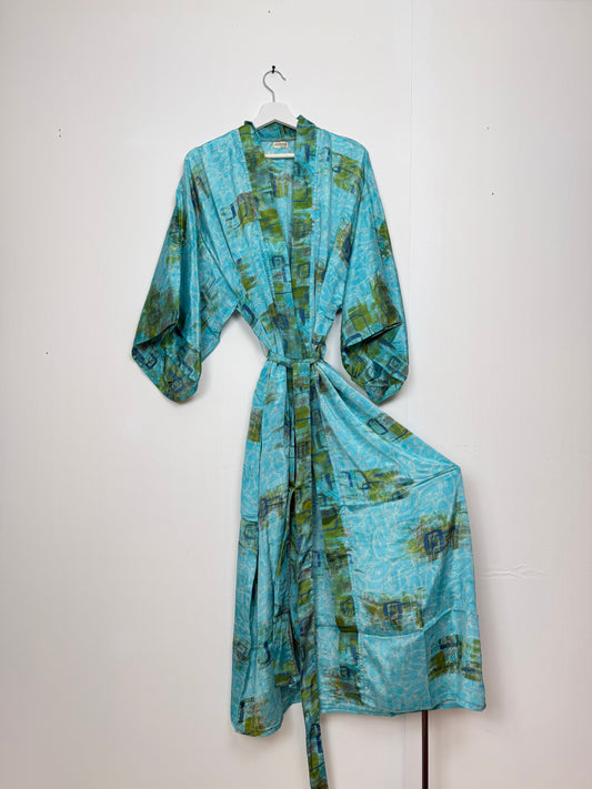 Vintage Saree Silk Kimono / Duster - Long