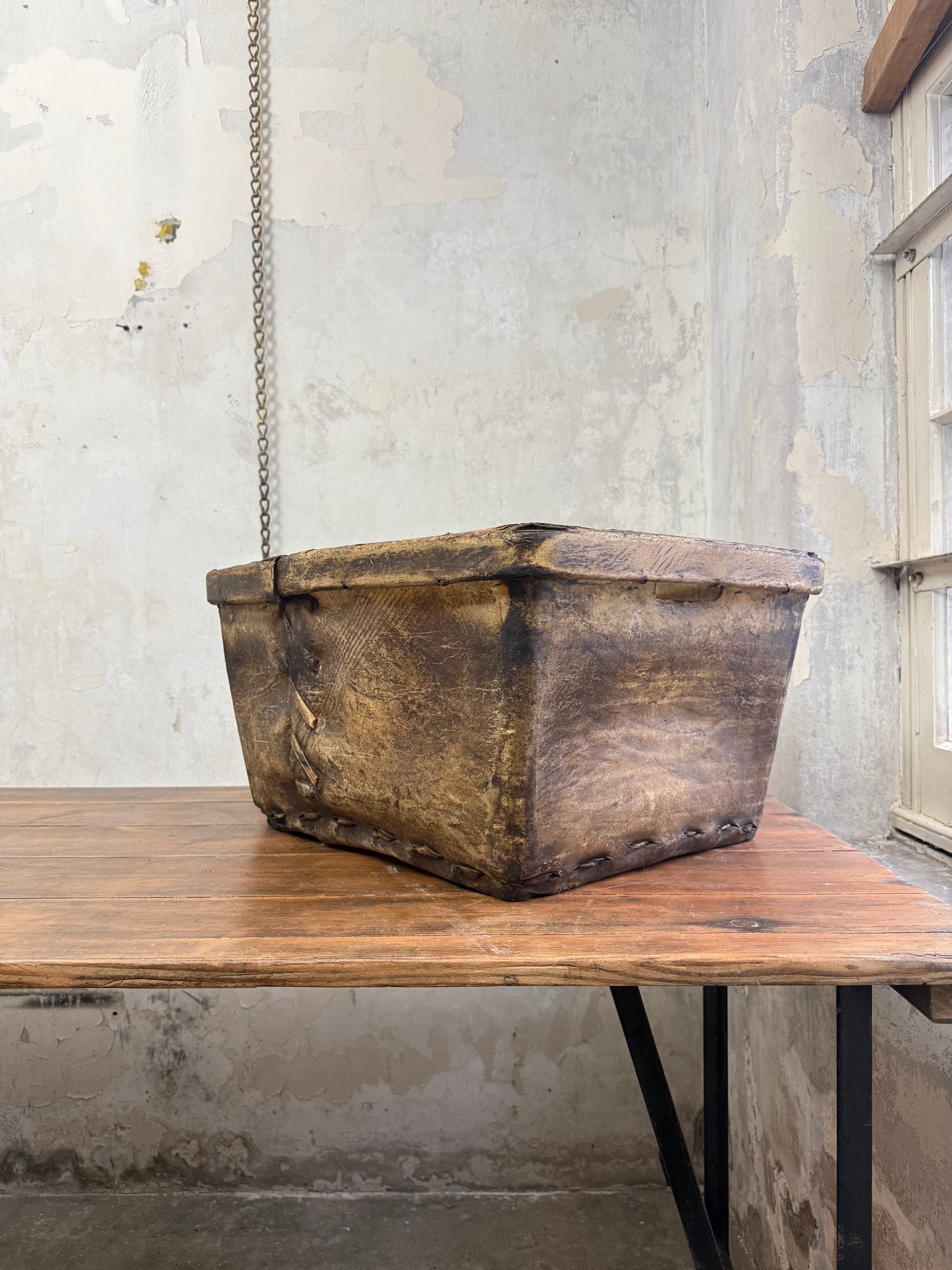 19th Century Buffalo Rawhide Mill Bucket - No 1