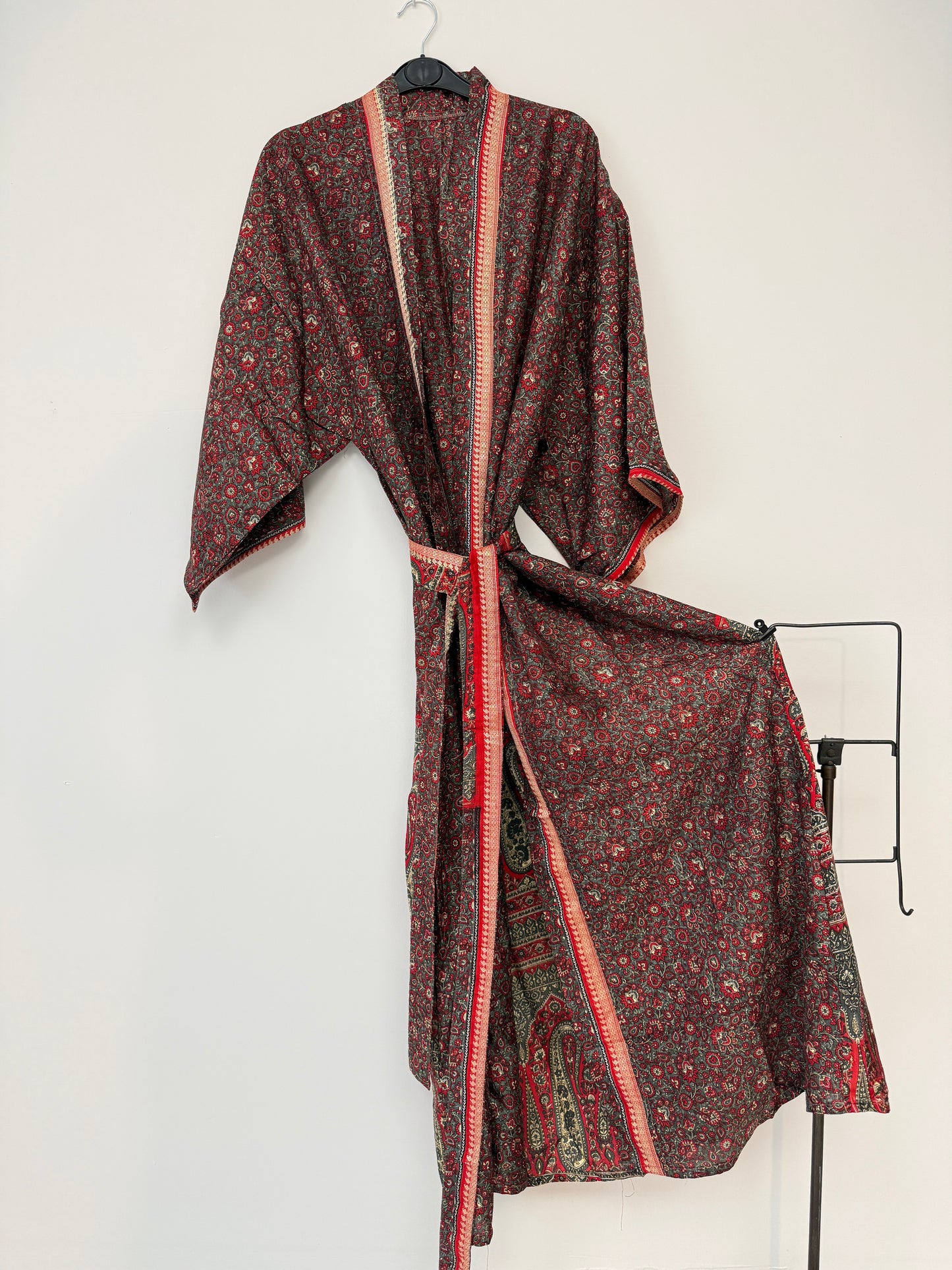 Vintage Saree Silk Kimono / Duster - Long