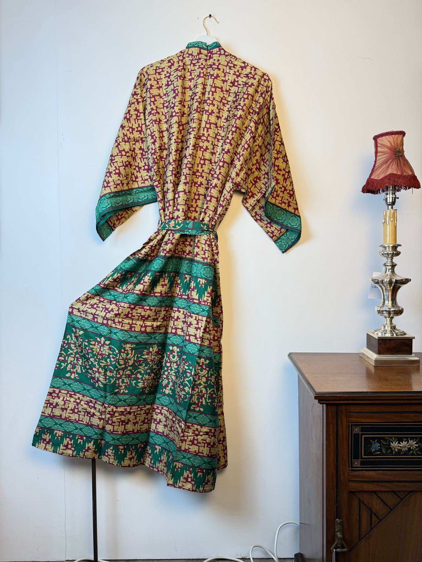 Vintage Saree Silk Kimono / Duster - Long