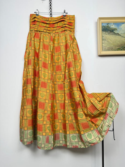Vintage Saree Silk Pleated Skirt