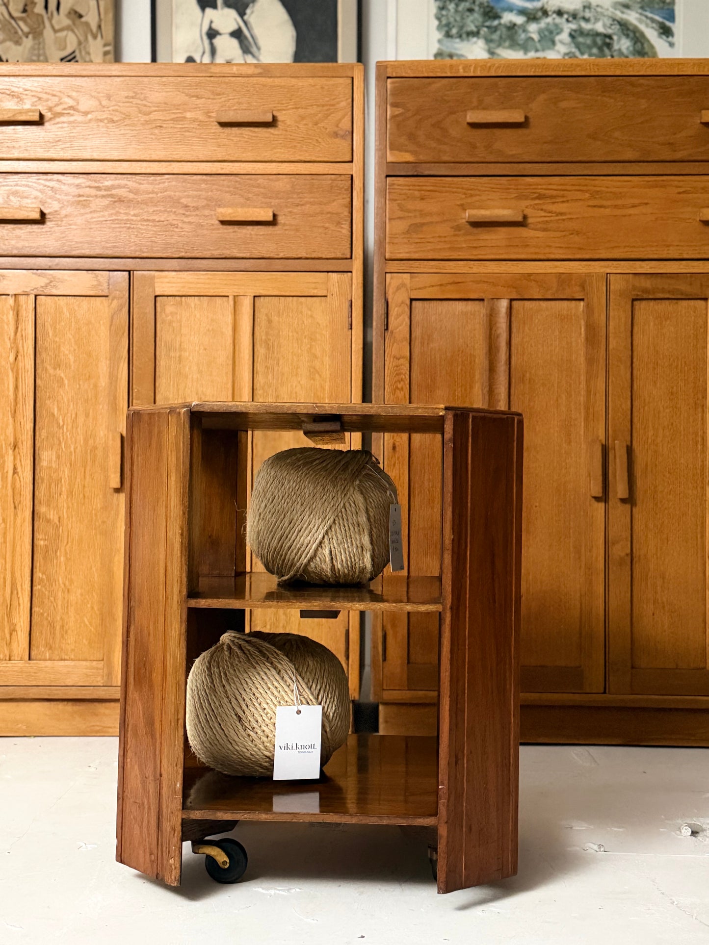 Two Tier Art Deco Side Table on Wheels