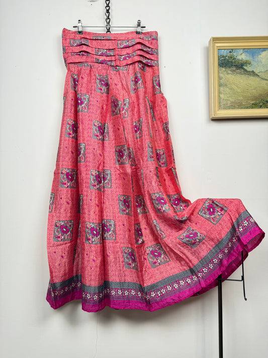Vintage Saree Silk Pleated Skirt