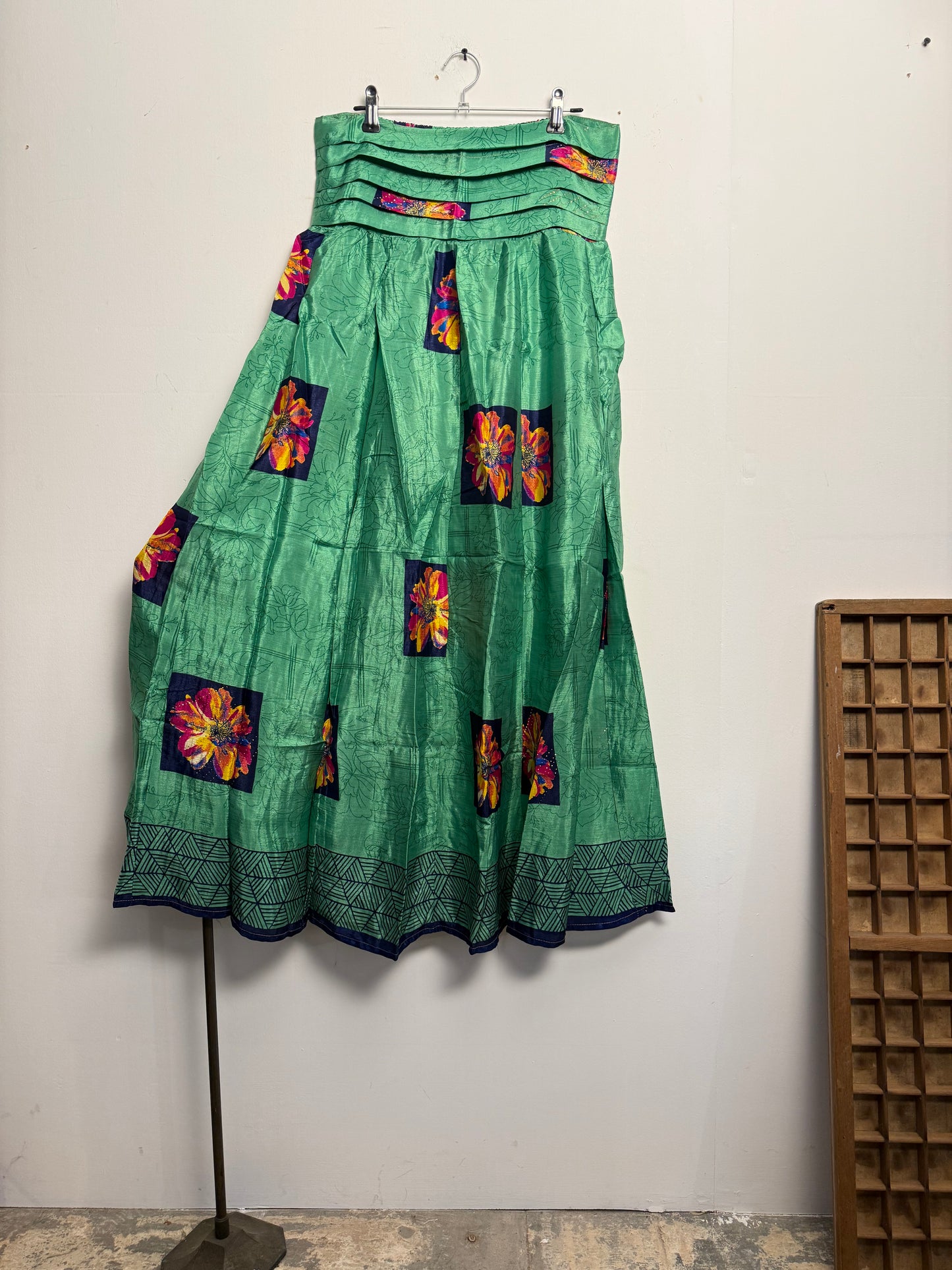 Vintage Saree Silk Pleated Skirt