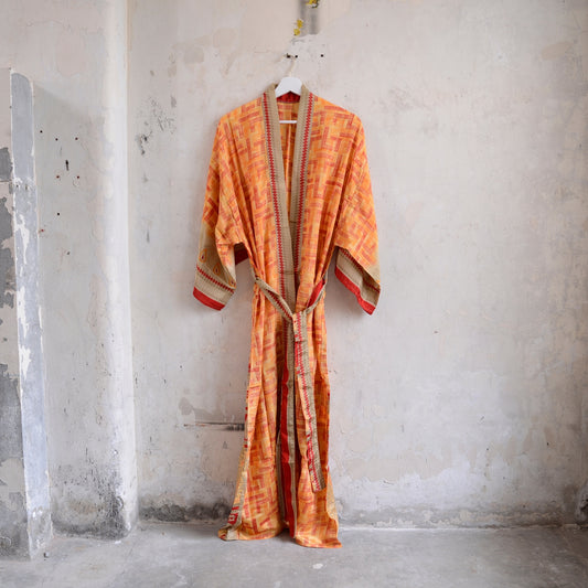 Vintage Saree Silk Kimono / Duster - Long