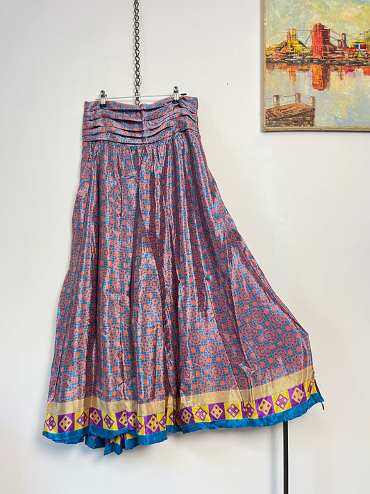 Vintage Saree Silk Pleated Skirt