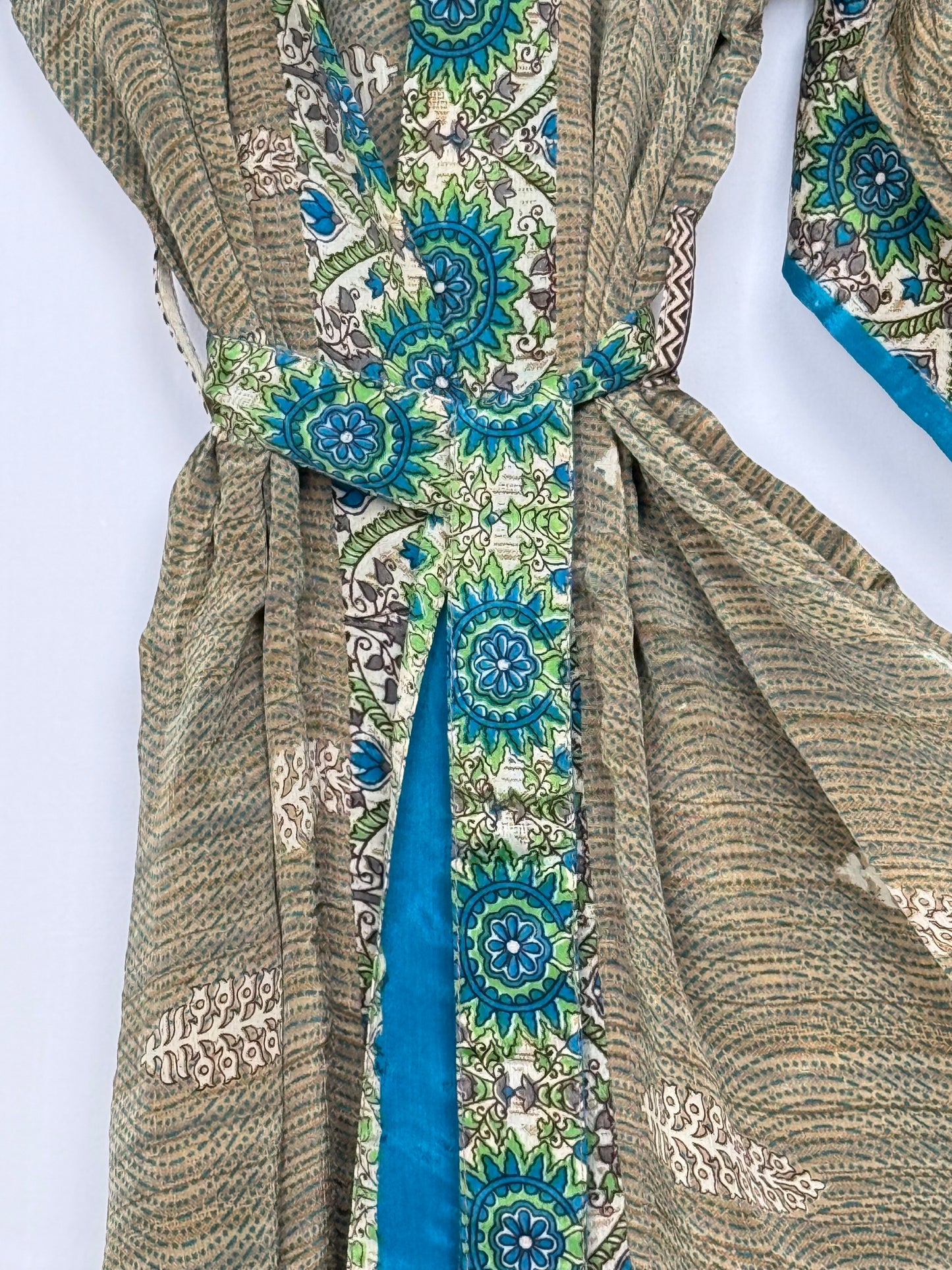 Vintage Saree Silk Kimono / Duster - Long