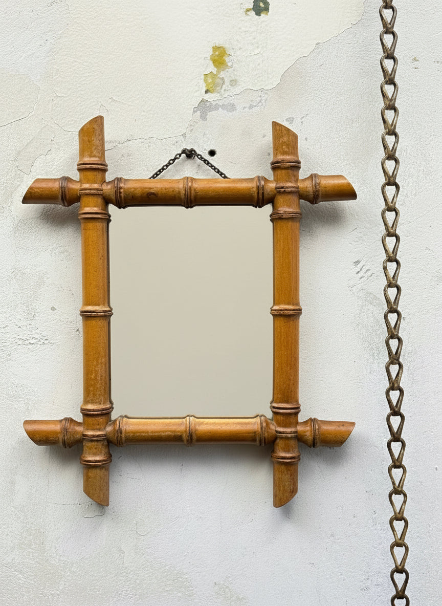An Early 20thC French Faux Bamboo Mirror - Small