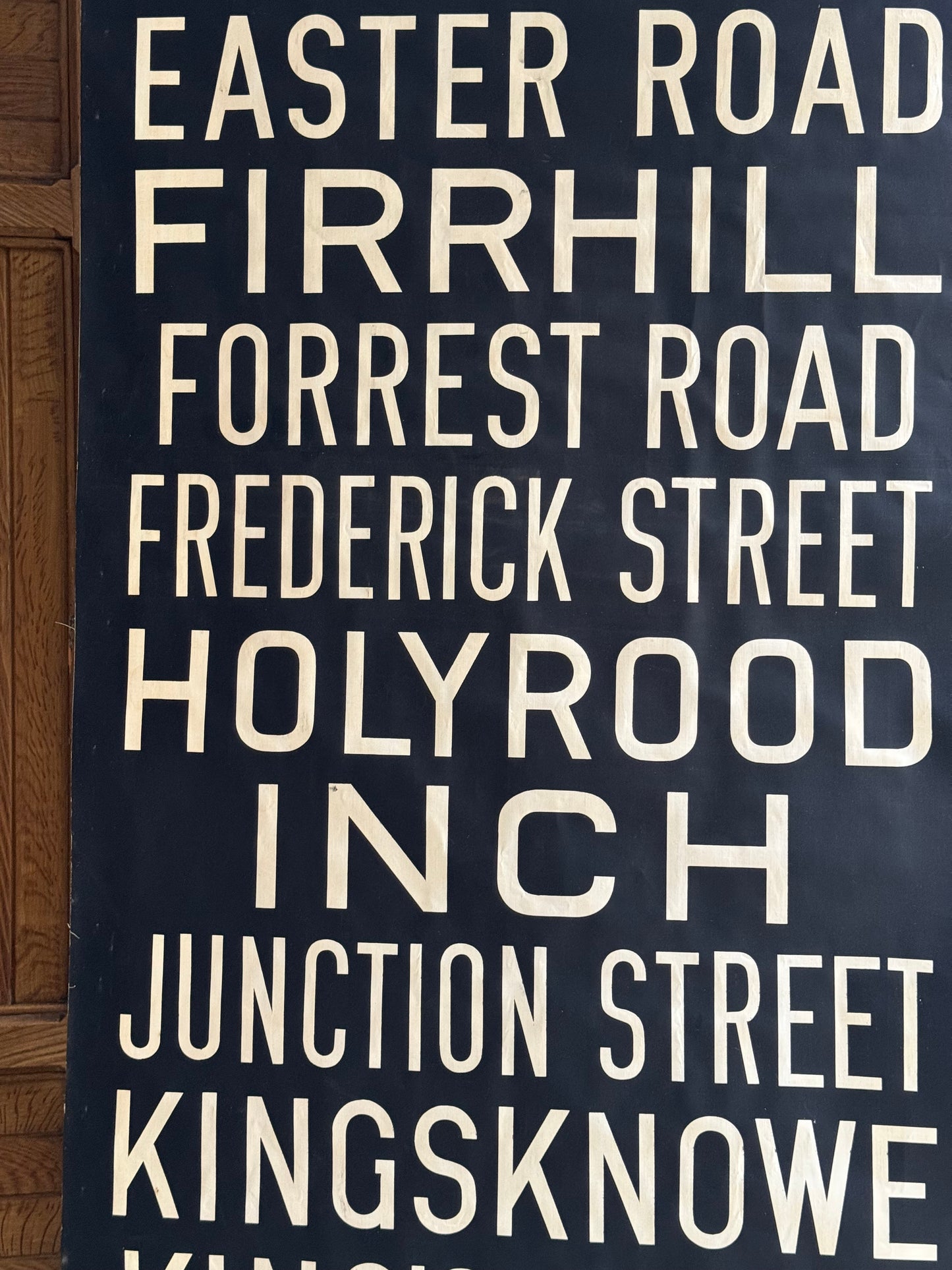 1950’s Linen Destination Bus Blind - Edinburgh - 
Davidson’s Mains to Leith Walk