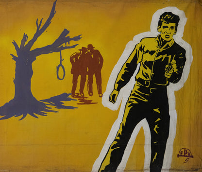 1960s German Hand Painted Cinema Banner - Keine Gnade für Tom Dooley