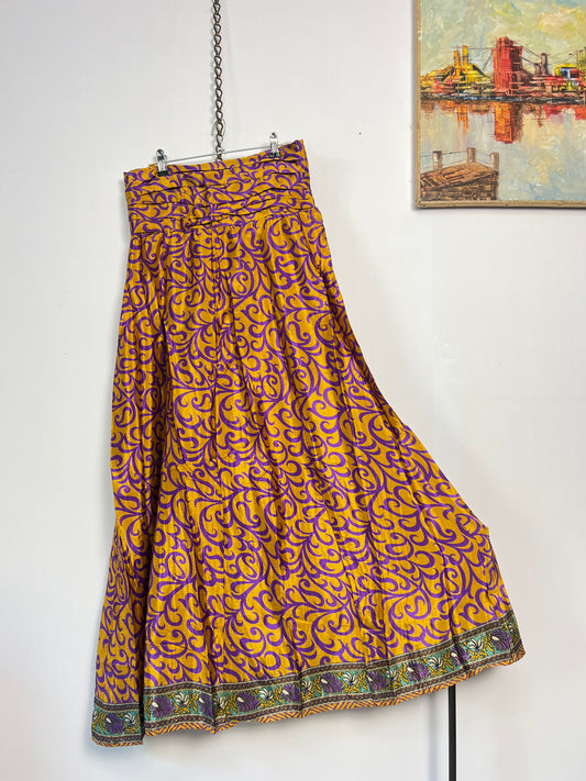 Vintage Saree Silk Pleated Skirt