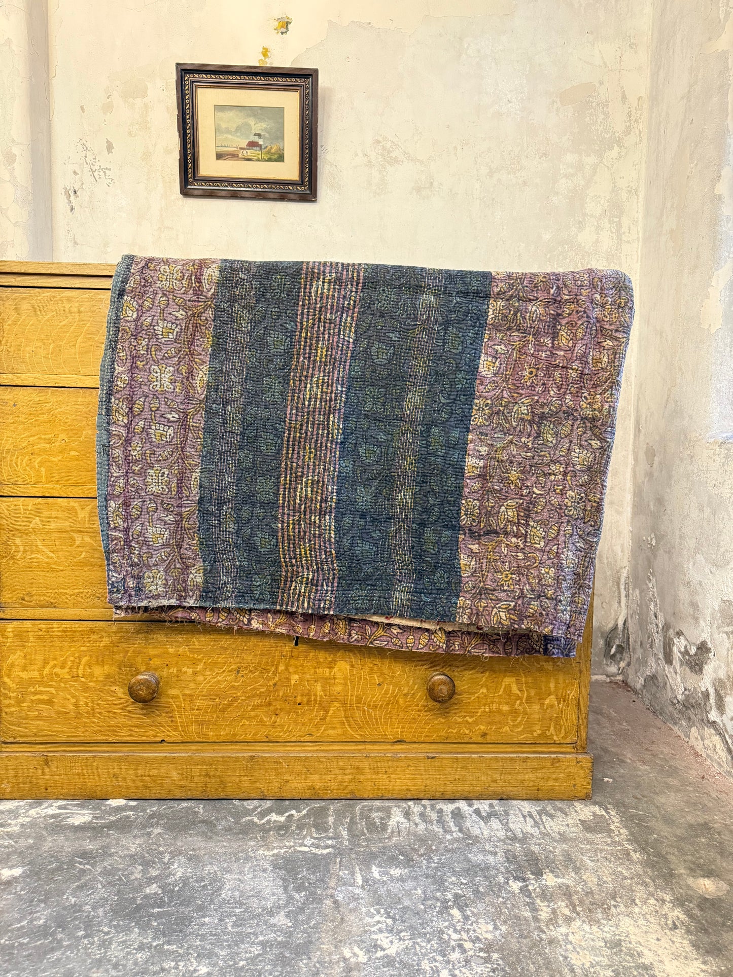 Finestitch Kantha Quilt with Bagru over-print