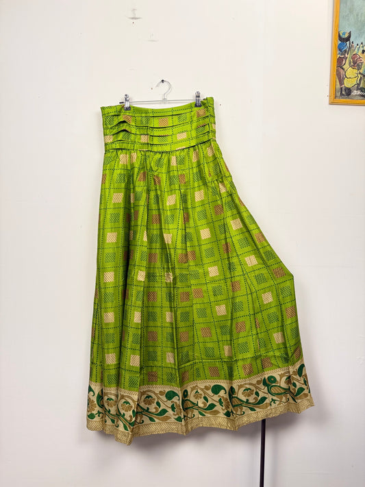 Vintage Saree Silk Pleated Skirt